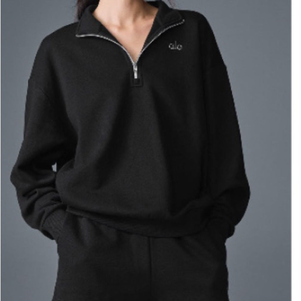 ALO Yoga Black Quarter-Zip Pullover